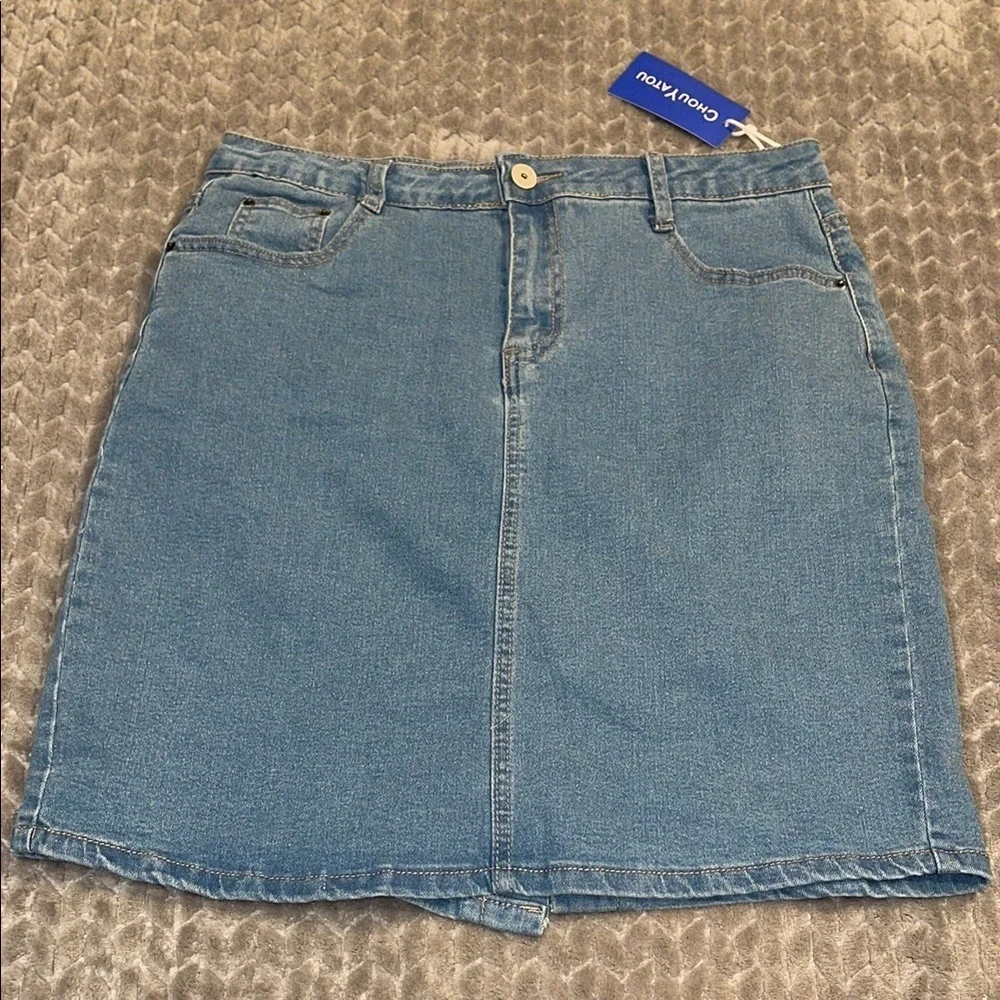 NWT Chou Tayou Blue Denim Skirt Size Large.  Mini‎ Skirt.